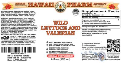 Wild Lettuce and Valerian label