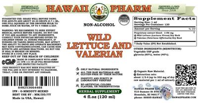 Wild Lettuce and Valerian Non-Alcohol label