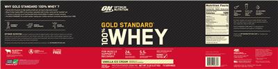 Gold Standard 100% Whey Vanilla Ice Cream label