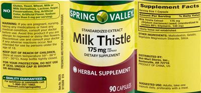 Milk Thistle 175 mg label