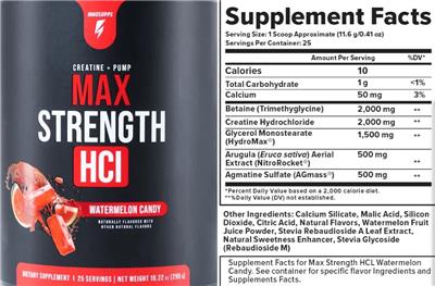 Max Strength HCl Watermelon Candy label
