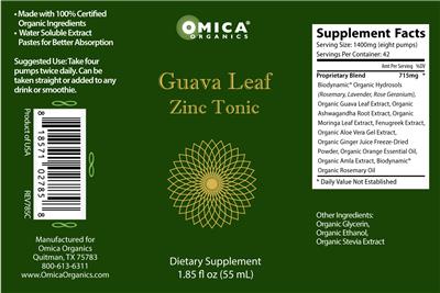 Guava Leaf Zinc Tonic label