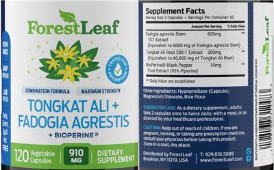 Tongkat Ali + Fadogia Agrestis label