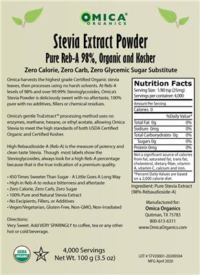 Stevia Extract Powder label