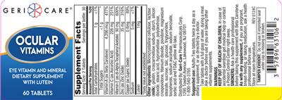 Ocular Vitamins label