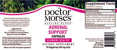 Adrenal Support Capsules 450 mg label