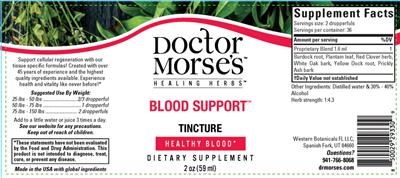 Blood Support Tincture label