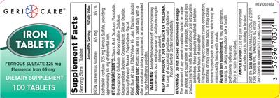 Iron Tablets 65 mg label