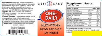One-Daily Multi-Vitamin label