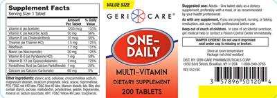 One-Daily Multi-Vitamin label