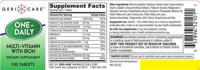 One-Daily Multi-Vitamin with Iron label