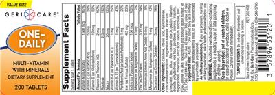 One-Daily Multi-Vitamin with Minerals label