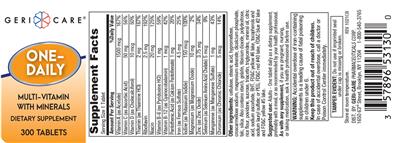 One-Daily Multi-Vitamin With Minerals label