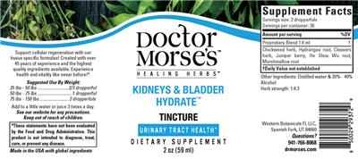 Kidneys & Bladder Hydrate Tincture label