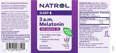 3 a.m. Melatonin Fast Dissolve Lavender Vanilla label