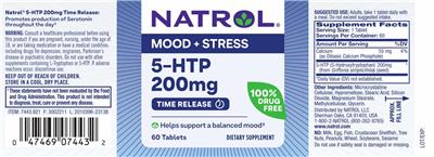 5-HTP 200 mg Time Release label