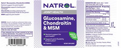 Glucosamine, Chondroitin & MSM label