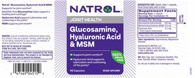 Glucosamine, Hyaluronic Acid & MSM label