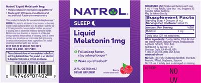 Liquid Melatonin 1 mg Berry label