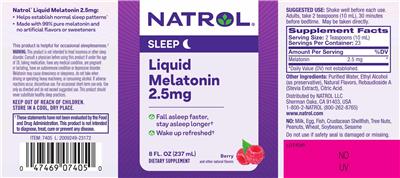Liquid Melatonin 2.5 mg Berry label
