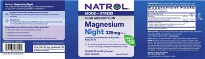 Magnesium Night High Absorption 325 mg Naturally Flavored label