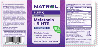 Melatonin + 5-HTP Advanced Time Release label