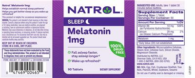 Melatonin 1 mg label