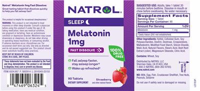 Melatonin 1 mg Fast Dissolve Strawberry label