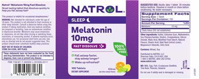 Melatonin 10 mg Fast Dissolve Citrus label