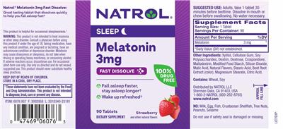 Melatonin 3 mg Fast Dissolve Strawberry label