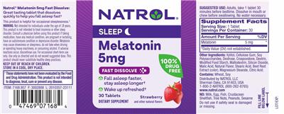 Melatonin 5 mg Fast Dissolve Strawberry label