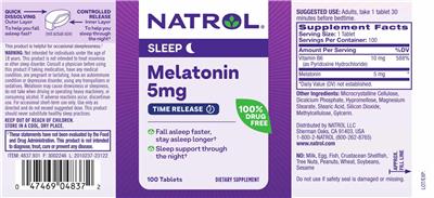 Melatonin 5 mg Time Release label