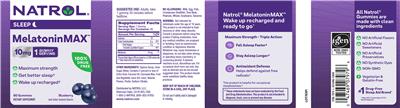 MelatoninMax 10 mg Blueberry label