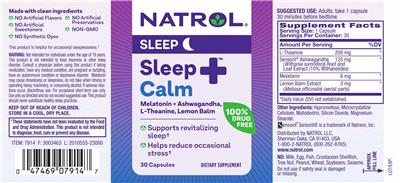 Sleep+ Calm label