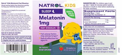 Melatonin 1 mg Fast Dissolve Strawberry label