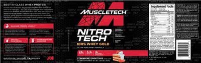 Nitro Tech 100% Whey Gold Strawberry Shortcake label