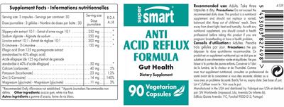 Anti Acid Reflux Formula label