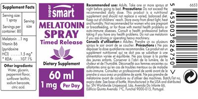 Melatonin Spray 1 mg label