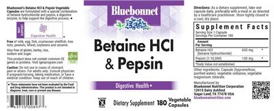 Betaine HCl & Pepsin label