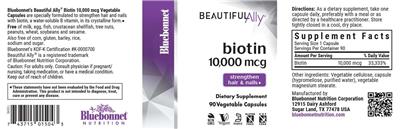 Biotin 10,000 mcg label