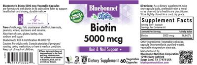Biotin 5000 mcg label