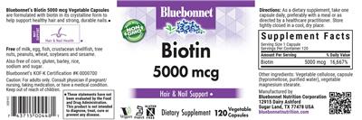 Biotin 5000 mcg label