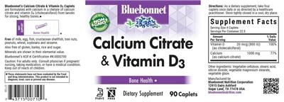 Calcium Citrate & Vitamin D3 label