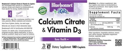 Calcium Citrate & Vitamin D3 label