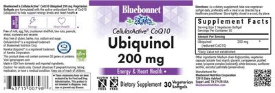 CellularActive CoQ10 Ubiquinol 200 mg label