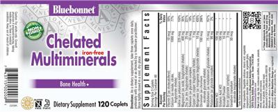 Chelated Multiminerals Iron-Free label