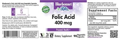 Folic Acid 400 mcg label