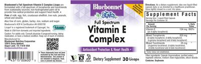Full Spectrum Vitamin E Complex label