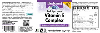 Full Spectrum Vitamin E Complex label