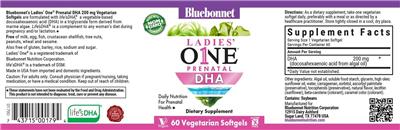 Ladies One Prenatal DHA label